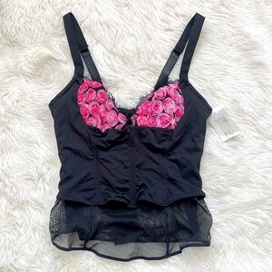 Mesh Rosette Floral Bustier Corset